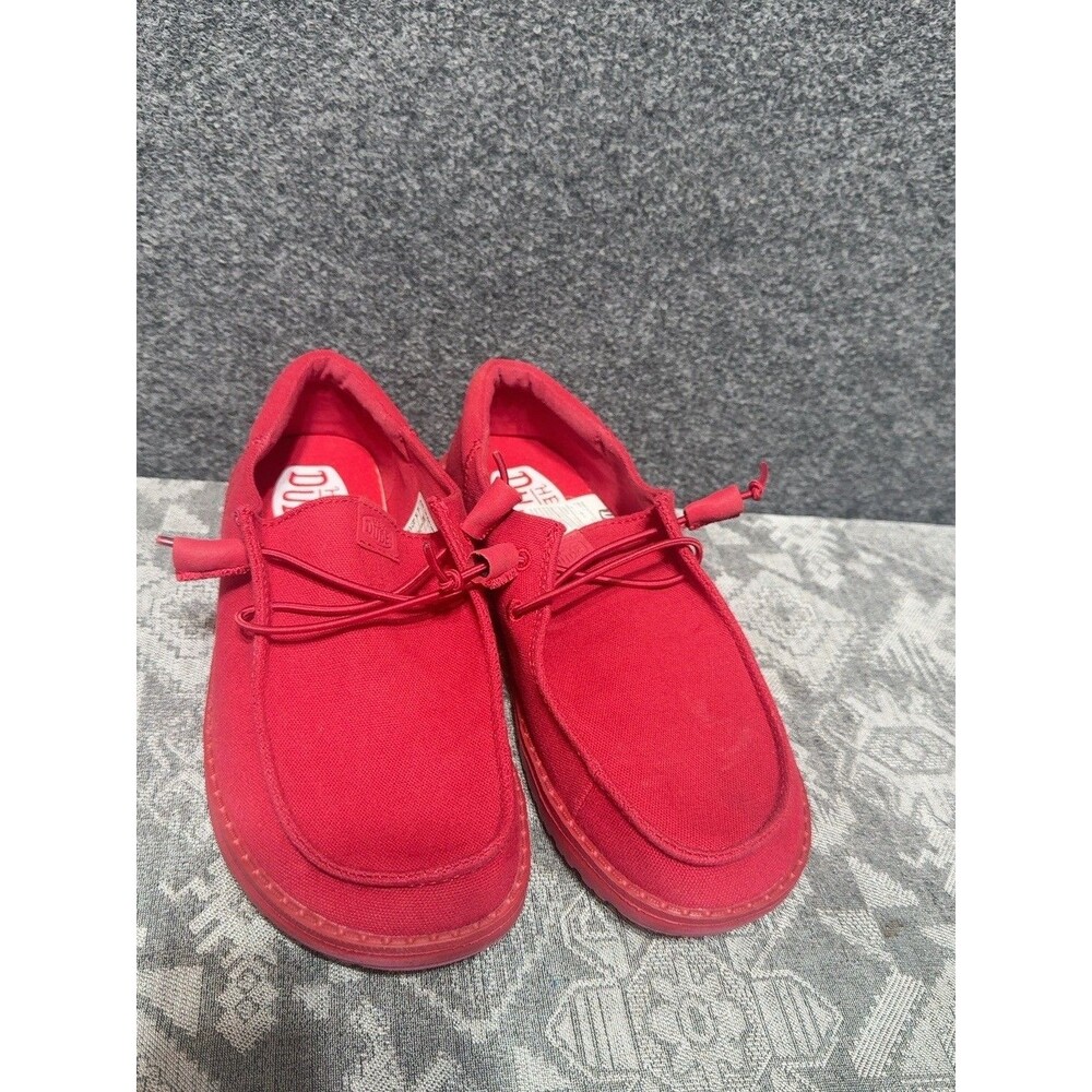 Hey Dude Wendy Funk Mono Canvas Varsity Red women’s size 8 slip-on shoes